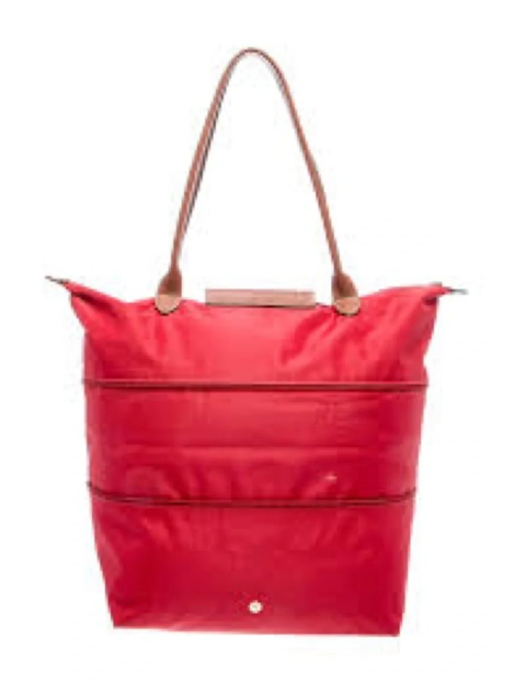 Longchamp Coral Red Tote Bag with Brown Handles - Women Bags - Picture 2 of 9